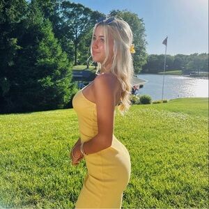 midi yellow bodycon dress!